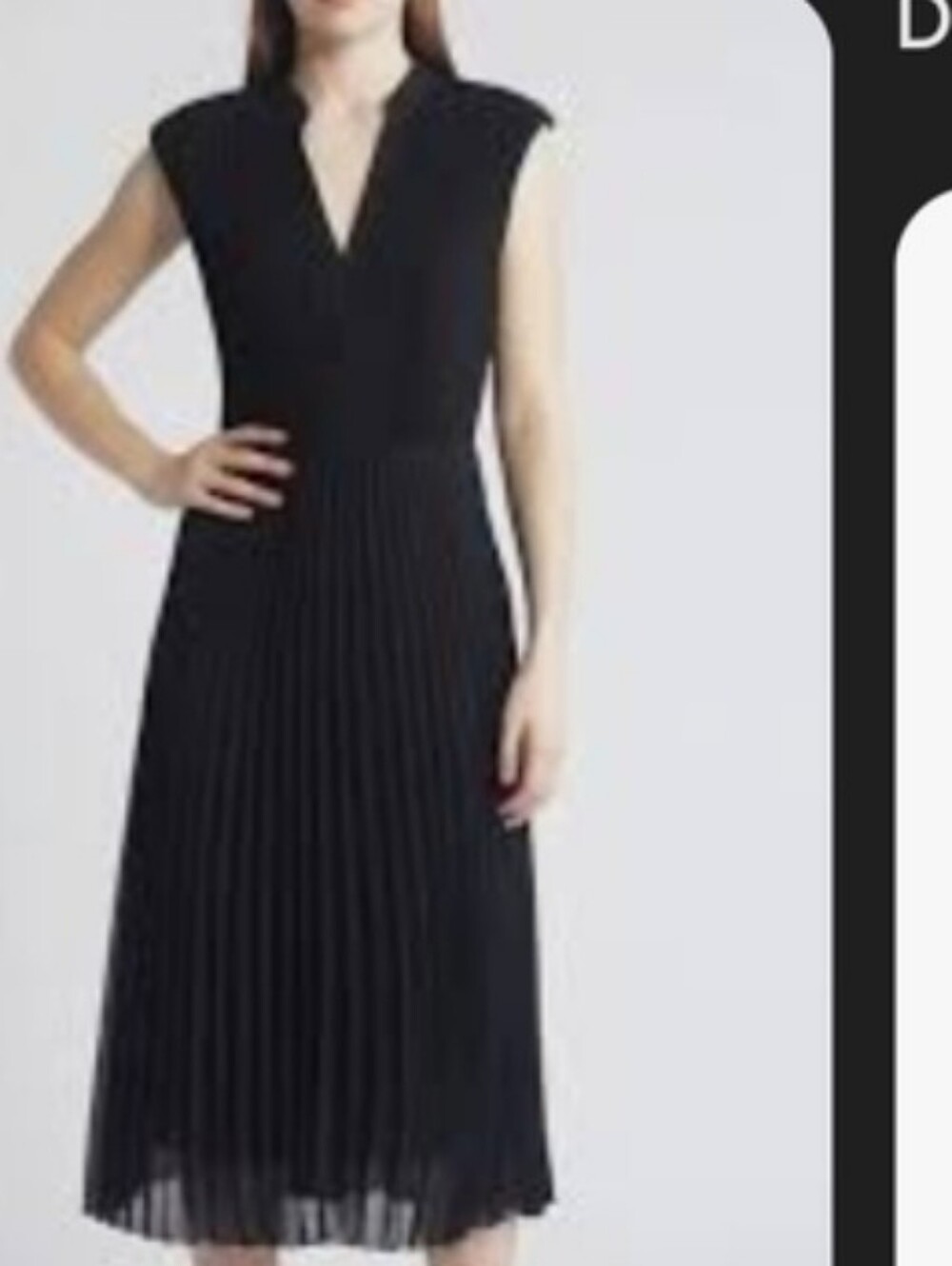 Boss Black Pleated Midi A-Line Dress